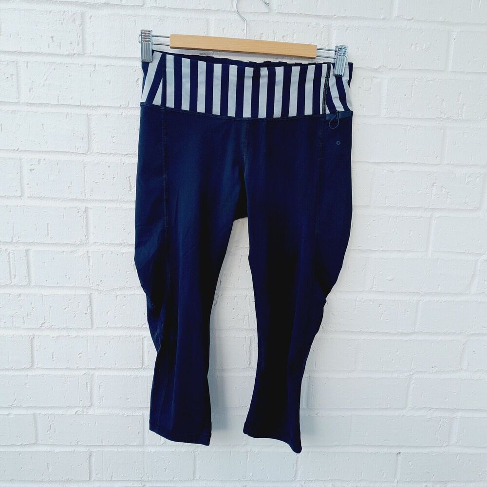 LULULEMON Water Bound Crop Black/Apex Black Dune Yoga Leggings  sz:6